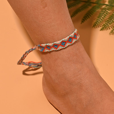 gleznă boemă lucrată manual pentru femei, colorată, modă de vară, lanț pentru picioare, stivuibil, împletit, bijuterii din macrame, design MOON GIRL