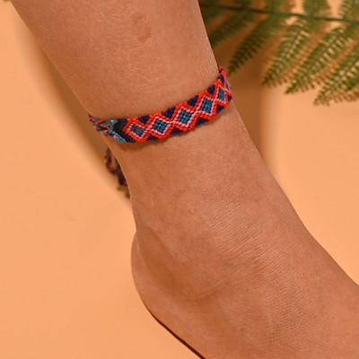 gleznă boemă lucrată manual pentru femei, colorată, modă de vară, lanț pentru picioare, stivuibil, împletit, bijuterii din macrame, design MOON GIRL