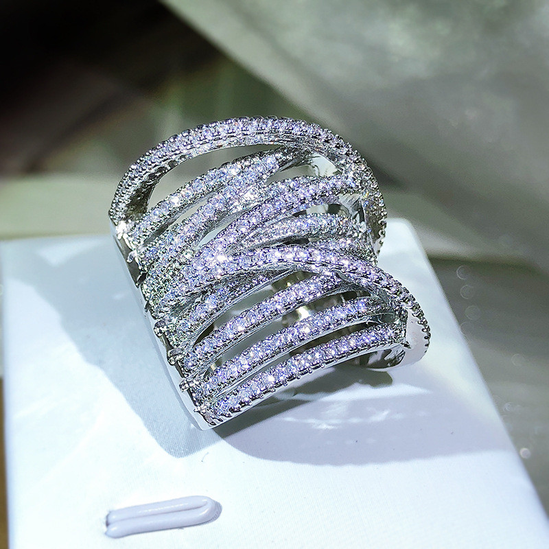 2022. NOVI Pretjerani višeslojni prsten za parove s namotanim križem za žene Slojeviti puni dijamanti Zaručnički dar Nakit za zabave