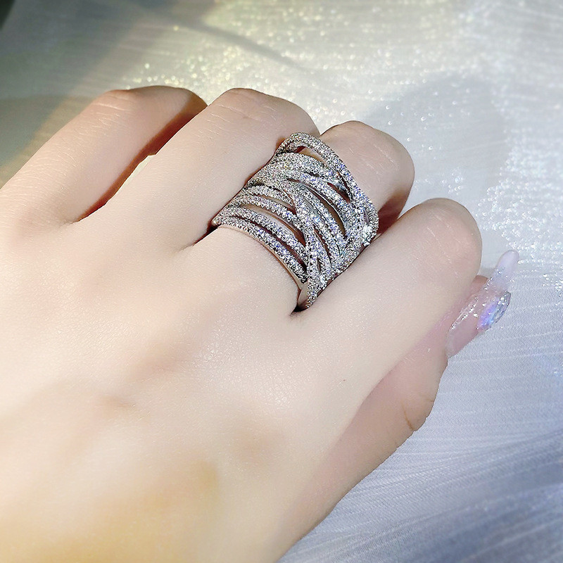 2022. NOVI Pretjerani višeslojni prsten za parove s namotanim križem za žene Slojeviti puni dijamanti Zaručnički dar Nakit za zabave