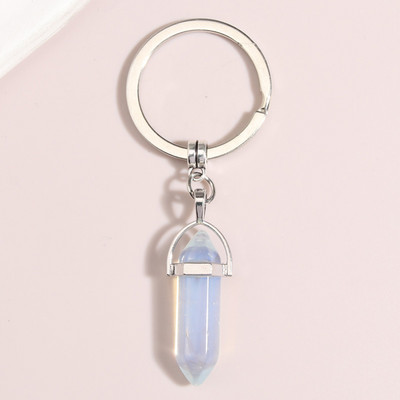 Spalvingi krištoliniai natūralaus akmens raktų pakabukai, apvyniojami akmenimis