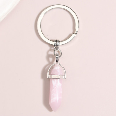 Spalvingi krištoliniai natūralaus akmens raktų pakabukai, apvyniojami akmenimis