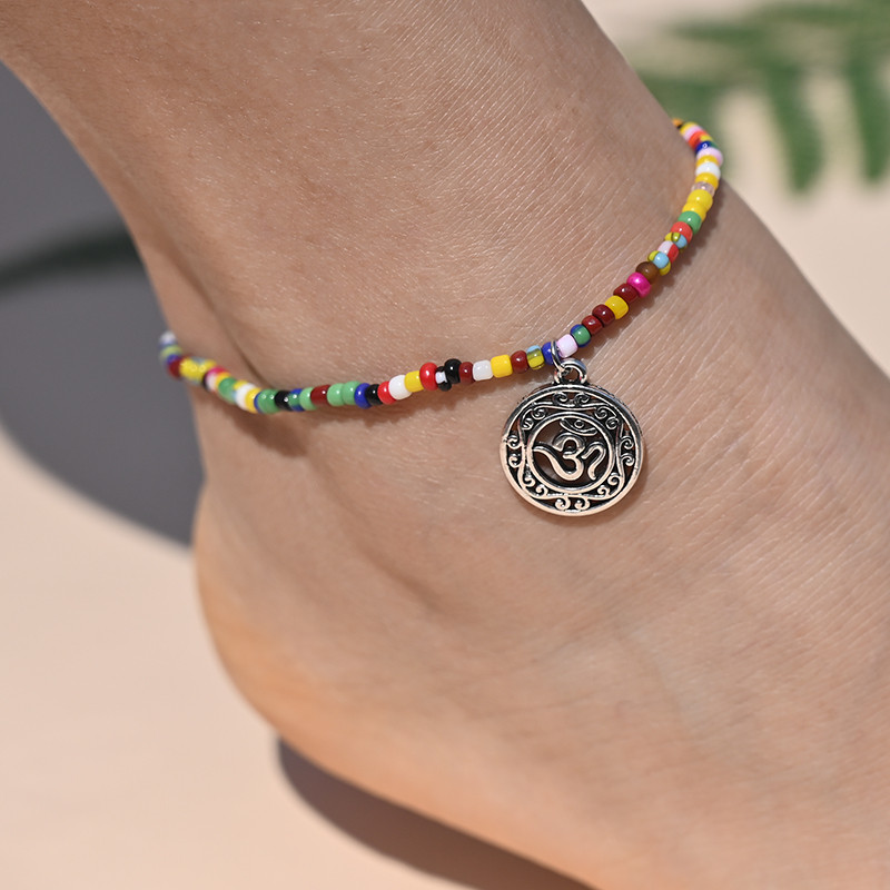 10 ΤΕΜ Βραχιόλι αστραγάλου με χάντρες ουράνιο τόξο για γυναίκες Κρεμαστό μενταγιόν αστερίας με κοχύλι με χάντρες για αγκάθια με αλυσίδα ποδιών Σετ λουράκι Friendship Beach Jewelry