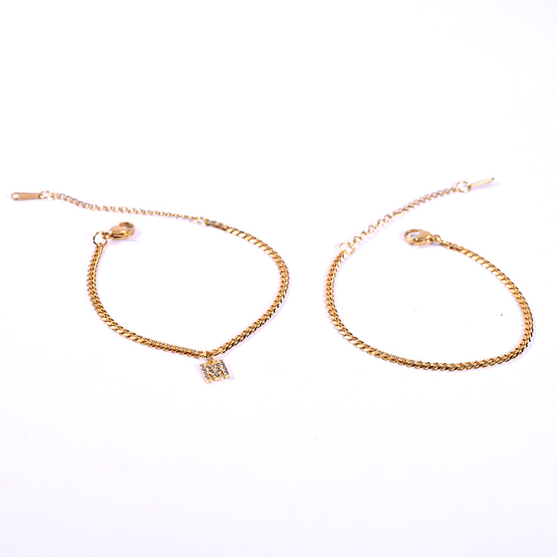 2 τεμάχια/Παρτίδα Αρχικά ποδαράκια για γυναίκες Ανοξείδωτα επιχρυσωμένα βραχιόλια Βραχιόλι με λουράκια κοσμημάτων για αλυσίδα ποδιών για κορίτσια Καλοκαιρινή μόδα