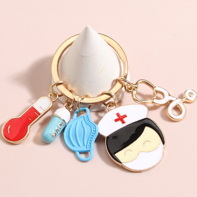 Echipament medical Breloc Termometru Stetoscop Asistentă Cap Breloc Doctor Breloc Pentru Cadouri Medico Bijuterii Handmade DIY