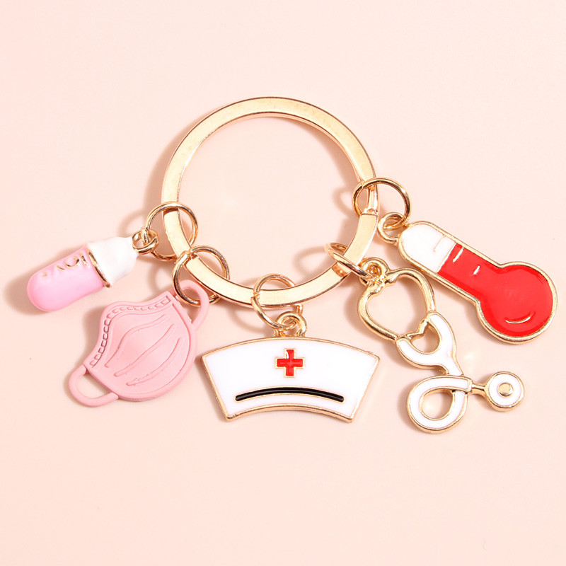 Echipament medical Breloc Termometru Stetoscop Asistentă Cap Breloc Doctor Breloc Pentru Cadouri Medico Bijuterii Handmade DIY
