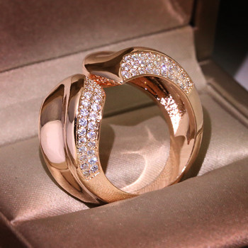 ΝΕΟ Ασημένιο Γυναικείο Γεωμετρικό Δαχτυλίδι Δαχτυλίδι Μοναδικού Στυλ Σταυρού Καμπυλωτό Ροζ Χρυσό Αρραβωνιαστικό Vintage Γυναικείο κόσμημα γάμου