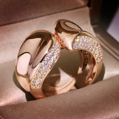 НОВ Сребърна плоча Женски пръстен с геометричен пръст Уникален стил Кръстосано извито годежно розово злато Винтидж сватбени бижута за жени