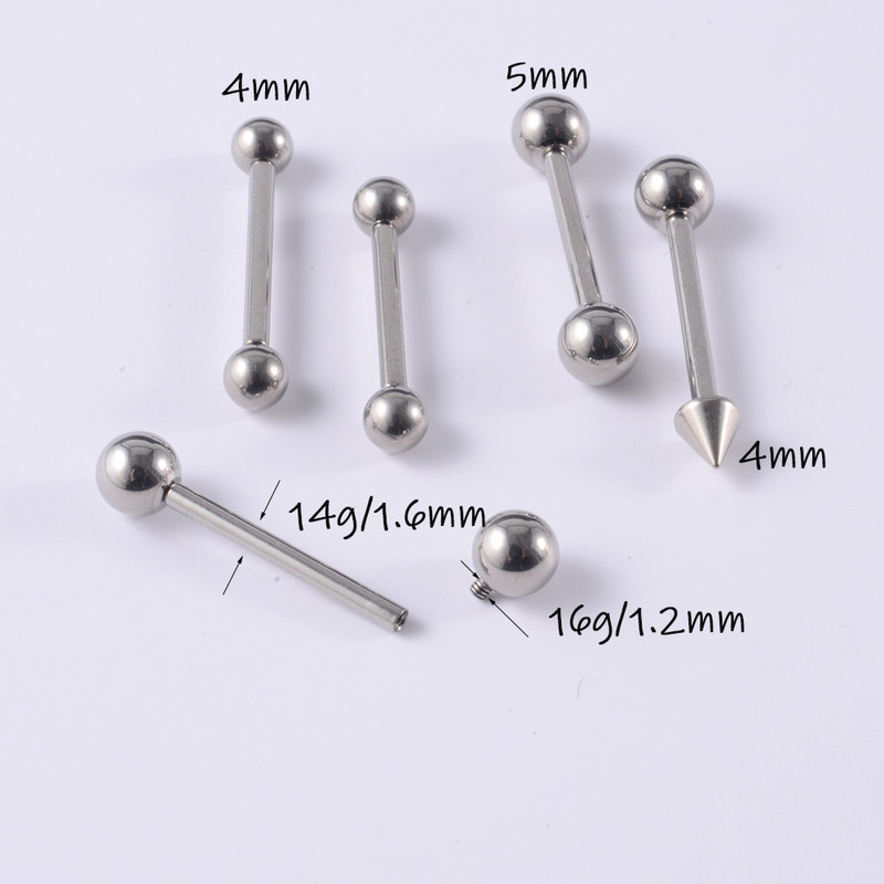 1 buc Inele solide G23 din titan cu limbă drepte pentru bară, con și bilă, inele pentru bară pentru mamelon cu filet intern, piercing, bijuterii pentru corp