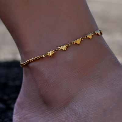 Aranyozott rozsdamentes acél lánc bokaláncok szív delfin levél női strand mezítlábas karkötő a lábon lánc Boho láb ékszerek