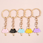 1 set (5 buc) breloc drăguț umbrelă pisică colorată breloc chei emailat cadouri de prietenie pentru femei bărbați bijuterii lucrate manual