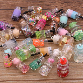 10 τμχ 8-30 στυλ Mix Glass Bottles Milk Tea Cup Ball Earring Charms Diy Findings Βραχιόλια με μπρελόκ Κρεμαστό για κατασκευή κοσμημάτων