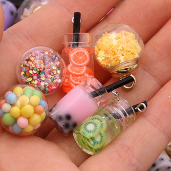 10 τμχ 8-30 στυλ Mix Glass Bottles Milk Tea Cup Ball Earring Charms Diy Findings Βραχιόλια με μπρελόκ Κρεμαστό για κατασκευή κοσμημάτων