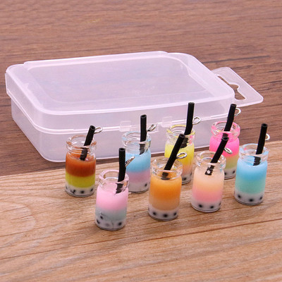 10 τμχ 8-30 στυλ Mix Glass Bottles Milk Tea Cup Ball Earring Charms Diy Findings Βραχιόλια με μπρελόκ Κρεμαστό για κατασκευή κοσμημάτων