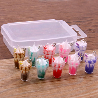 10 τμχ 8-30 στυλ Mix Glass Bottles Milk Tea Cup Ball Earring Charms Diy Findings Βραχιόλια με μπρελόκ Κρεμαστό για κατασκευή κοσμημάτων