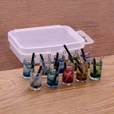 10 τμχ 8-30 στυλ Mix Glass Bottles Milk Tea Cup Ball Earring Charms Diy Findings Βραχιόλια με μπρελόκ Κρεμαστό για κατασκευή κοσμημάτων