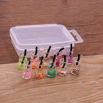10 τμχ 8-30 στυλ Mix Glass Bottles Milk Tea Cup Ball Earring Charms Diy Findings Βραχιόλια με μπρελόκ Κρεμαστό για κατασκευή κοσμημάτων
