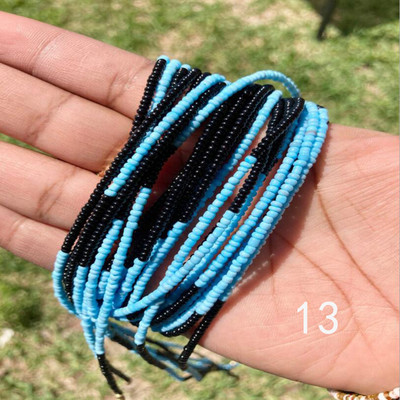 Lanț pentru burtă de plajă cu două șuvițe Boemia pentru femei, lanț elastic pentru corp, bijuterii, margele africane pentru talie, lanț pentru talie