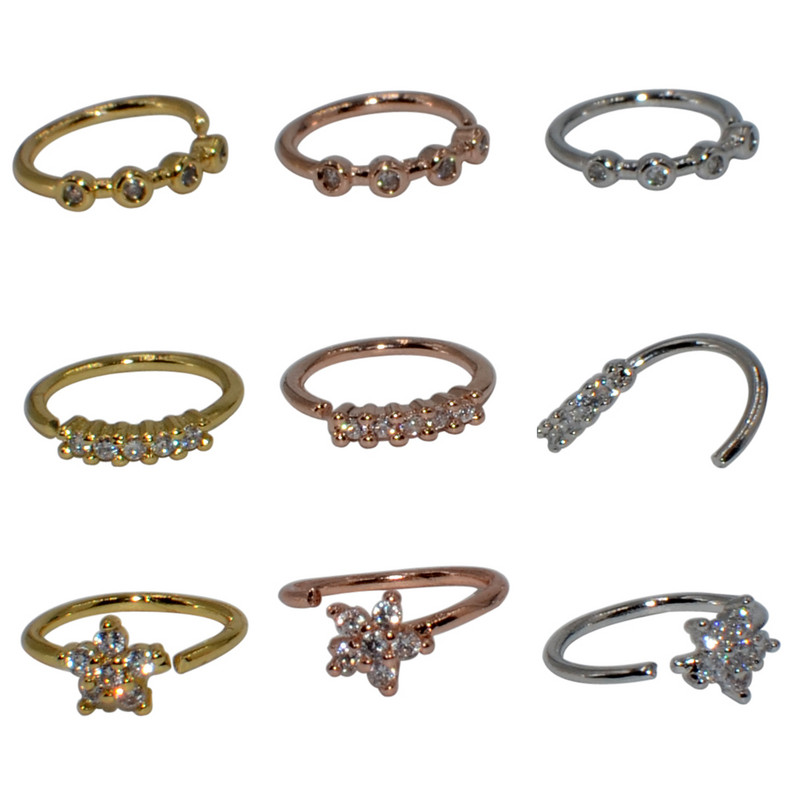 1 bucată Ușor Deschis Cz Cerc Nariz Inel Inel Zircon Clip pentru ureche Cartilaj Tragus Inel Septum Buza Piercing Bijuterii pentru corp