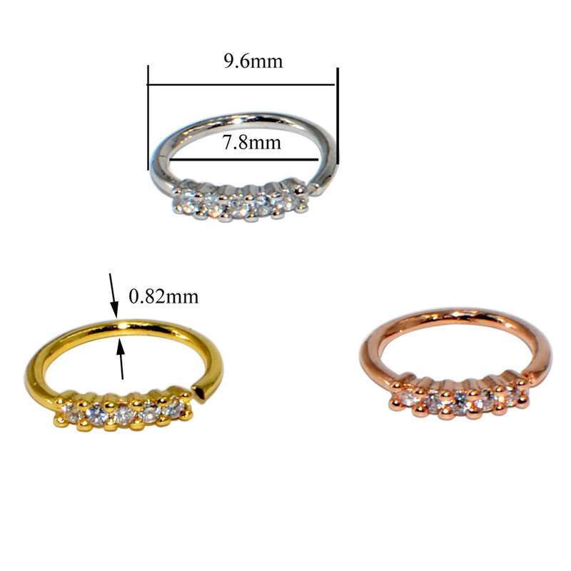 1 bucată Ușor Deschis Cz Cerc Nariz Inel Inel Zircon Clip pentru ureche Cartilaj Tragus Inel Septum Buza Piercing Bijuterii pentru corp