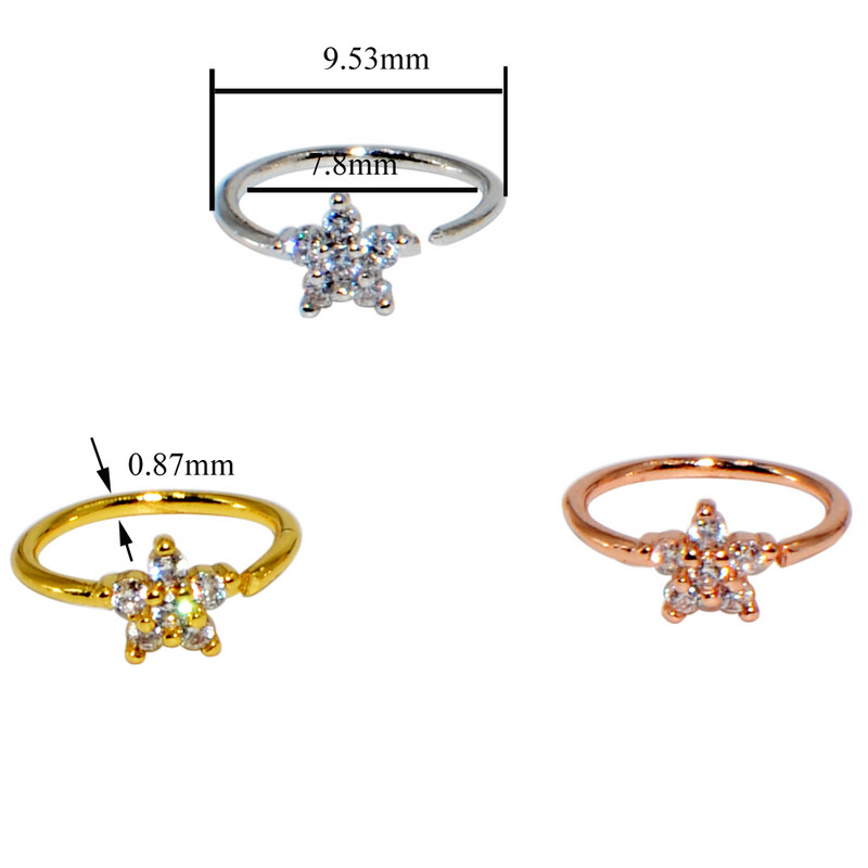 1 bucată Ușor Deschis Cz Cerc Nariz Inel Inel Zircon Clip pentru ureche Cartilaj Tragus Inel Septum Buza Piercing Bijuterii pentru corp