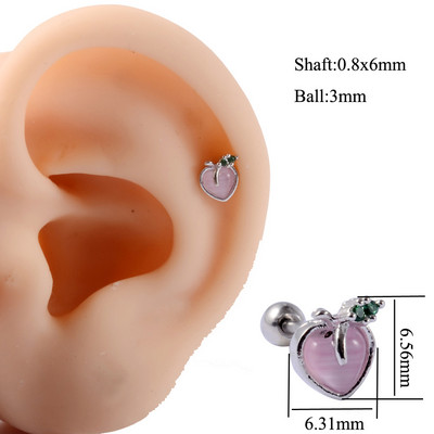 1kom 20g 1kom Kirurški dragulj od voća Cirkon Ušna hrskavica Tragus Helix Šipka za piercing Gornji gornji dio za naušnice Tunelski čepovi Nakit Žene