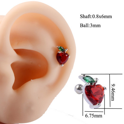 1kom 20g 1kom Kirurški dragulj od voća Cirkon Ušna hrskavica Tragus Helix Šipka za piercing Gornji gornji dio za naušnice Tunelski čepovi Nakit Žene