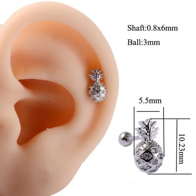 1kom 20g 1kom Kirurški dragulj od voća Cirkon Ušna hrskavica Tragus Helix Šipka za piercing Gornji gornji dio za naušnice Tunelski čepovi Nakit Žene