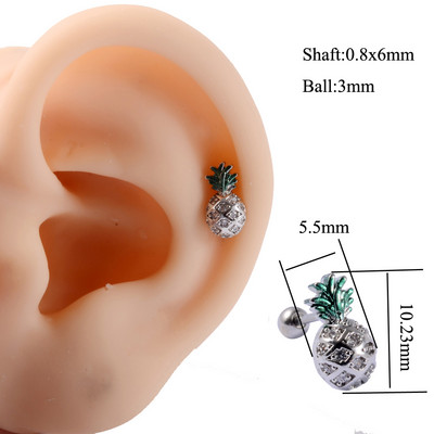 1kom 20g 1kom Kirurški dragulj od voća Cirkon Ušna hrskavica Tragus Helix Šipka za piercing Gornji gornji dio za naušnice Tunelski čepovi Nakit Žene