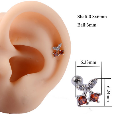 1kom 20g 1kom Kirurški dragulj od voća Cirkon Ušna hrskavica Tragus Helix Šipka za piercing Gornji gornji dio za naušnice Tunelski čepovi Nakit Žene