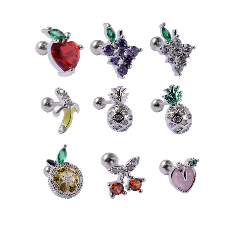 1kom 20g 1kom Kirurški dragulj od voća Cirkon Ušna hrskavica Tragus Helix Šipka za piercing Gornji gornji dio za naušnice Tunelski čepovi Nakit Žene