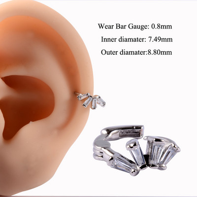 1PC 20g Ureche Daith Cartilaj Helix Lobe Clicker Nou Coreea Zircon Clips de ureche Cerceu Femeie Piercing Nas Nas Inel Inel Bijuterii
