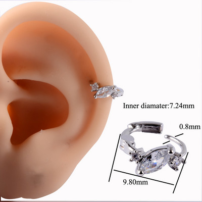1PC 20g Ureche Daith Cartilaj Helix Lobe Clicker Nou Coreea Zircon Clips de ureche Cerceu Femeie Piercing Nas Nas Inel Inel Bijuterii