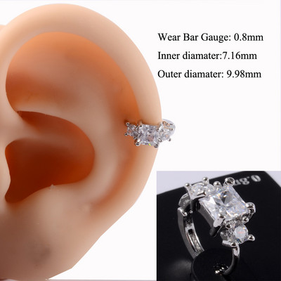 1PC 20g Ureche Daith Cartilaj Helix Lobe Clicker Nou Coreea Zircon Clips de ureche Cerceu Femeie Piercing Nas Nas Inel Inel Bijuterii