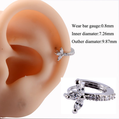 1PC 20g Ureche Daith Cartilaj Helix Lobe Clicker Nou Coreea Zircon Clips de ureche Cerceu Femeie Piercing Nas Nas Inel Inel Bijuterii