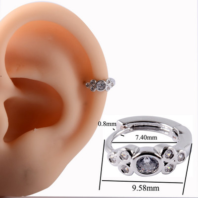 1PC 20g Ureche Daith Cartilaj Helix Lobe Clicker Nou Coreea Zircon Clips de ureche Cerceu Femeie Piercing Nas Nas Inel Inel Bijuterii