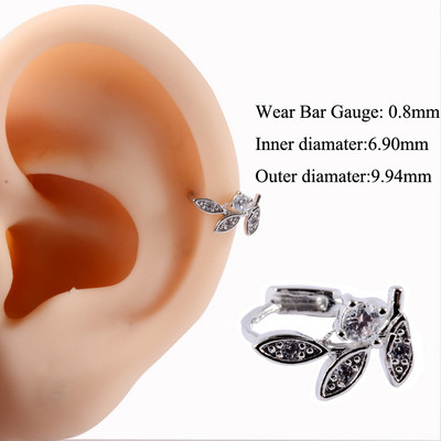 1PC 20g Ureche Daith Cartilaj Helix Lobe Clicker Nou Coreea Zircon Clips de ureche Cerceu Femeie Piercing Nas Nas Inel Inel Bijuterii