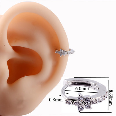 1PC 20g Ureche Daith Cartilaj Helix Lobe Clicker Nou Coreea Zircon Clips de ureche Cerceu Femeie Piercing Nas Nas Inel Inel Bijuterii