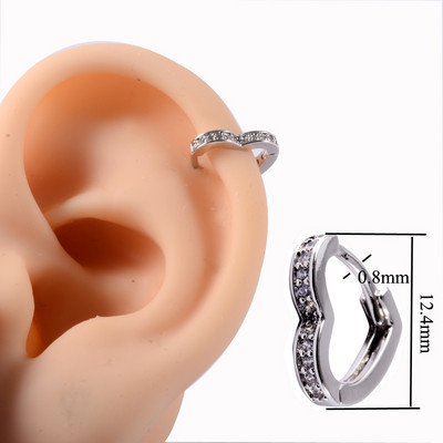 1PC 20g Ureche Daith Cartilaj Helix Lobe Clicker Nou Coreea Zircon Clips de ureche Cerceu Femeie Piercing Nas Nas Inel Inel Bijuterii