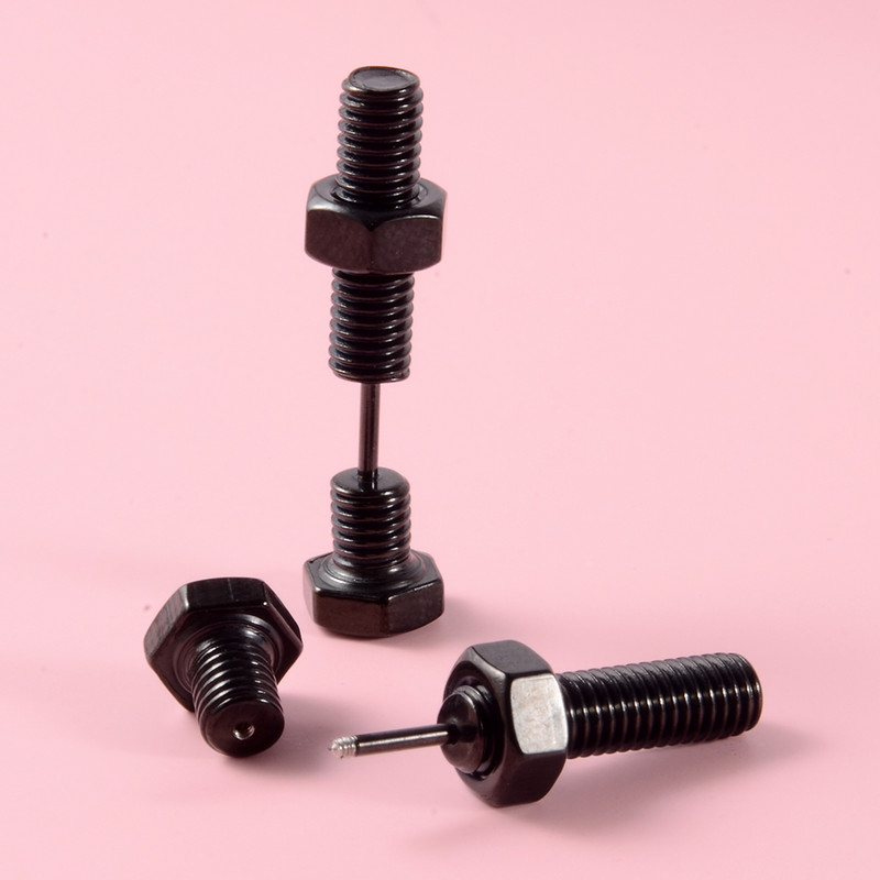 PÁR 16gX6mm szár csavar anya füllyukasztó csavarmenet piercing Tragus porc fülbevaló hamis dugó mérő mérő hordágy ékszer