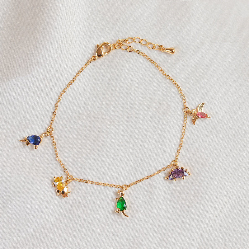 Ins Hot Sale finom cirkónia dinoszaurusz varázs bokaláncok nőknek Charm Choker láncos lábkarkötő