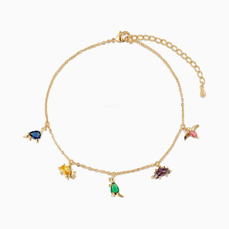Ins Hot Sale finom cirkónia dinoszaurusz varázs bokaláncok nőknek Charm Choker láncos lábkarkötő