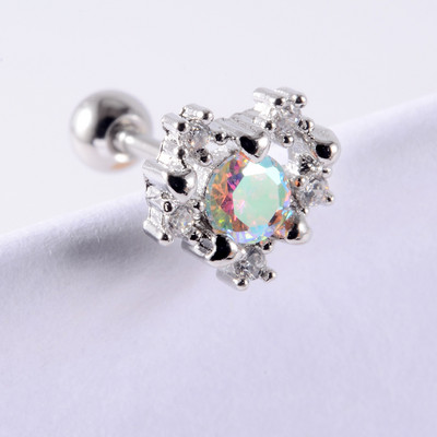 Crystal Love Tragus Piercing Cercel plat 16G Heart Cartilage Piercing Stud Helix Bijuterii Conch Rook Lobe Cercel Labret Stud