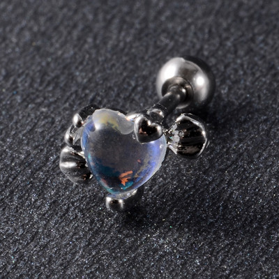 Crystal Love Tragus Piercing Cercel plat 16G Heart Cartilage Piercing Stud Helix Bijuterii Conch Rook Lobe Cercel Labret Stud