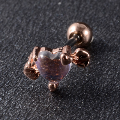 Crystal Love Tragus Piercing Cercel plat 16G Heart Cartilage Piercing Stud Helix Bijuterii Conch Rook Lobe Cercel Labret Stud