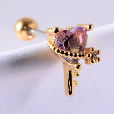 Crystal Love Tragus Piercing Cercel plat 16G Heart Cartilage Piercing Stud Helix Bijuterii Conch Rook Lobe Cercel Labret Stud