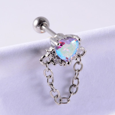 Crystal Love Tragus Piercing Cercel plat 16G Heart Cartilage Piercing Stud Helix Bijuterii Conch Rook Lobe Cercel Labret Stud