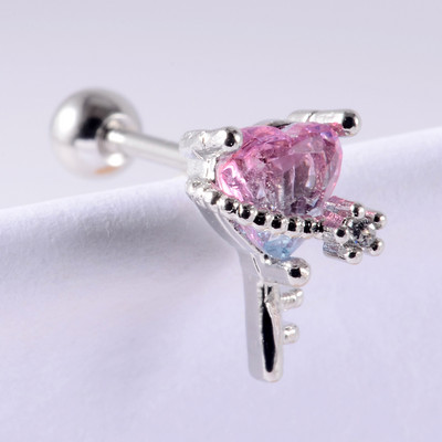 Crystal Love Tragus Piercing Cercel plat 16G Heart Cartilage Piercing Stud Helix Bijuterii Conch Rook Lobe Cercel Labret Stud