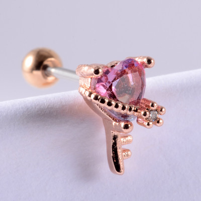 Crystal Love Tragus Piercing Cercel plat 16G Heart Cartilage Piercing Stud Helix Bijuterii Conch Rook Lobe Cercel Labret Stud