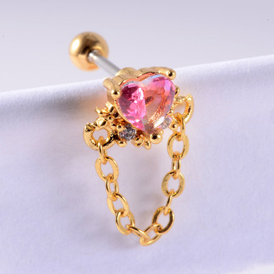 Crystal Love Tragus Piercing Cercel plat 16G Heart Cartilage Piercing Stud Helix Bijuterii Conch Rook Lobe Cercel Labret Stud